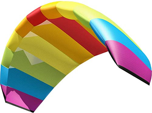 HQ Lenkmatte Lenkdrachen Kick 180 Single Skin Kite Vierleiner Matte ohne geschlossene Luftkammern Drachen für Kinder und Erwachsene 180x63cm inkl. 50kp Dyneemaschnüren 4x20m auf Quadgriffe ab 10 Jahre