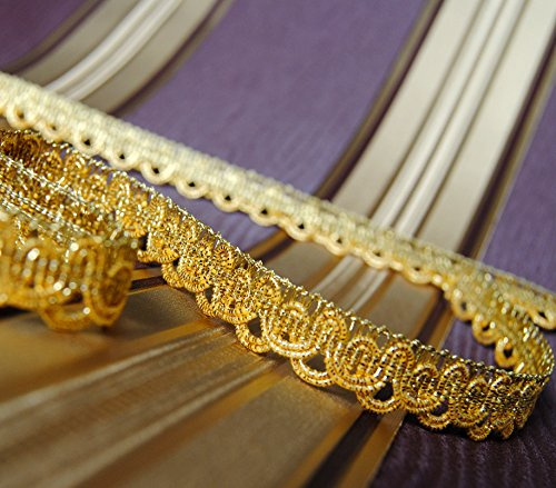 ab 5m Luxus Metallisiertes Zierband 15 mm breit 5m-10m uzw. Farbauswahl Leonisch Brokatborte Goldborte Schmuckband Lurexband Spitze (DE) (Gold)