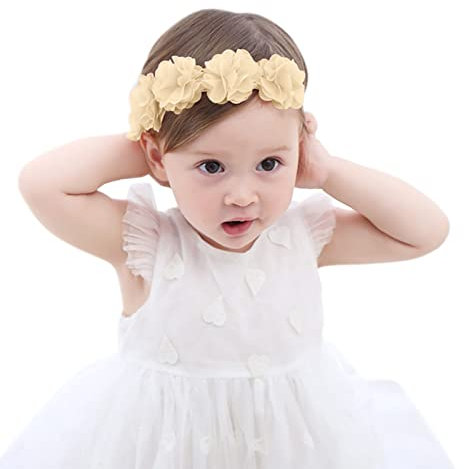 Fmeida Stirnband Baby Haarband Kinder Mädchen Stirnbänder Blumen Baby Hair Band Haarbänder Prinzessinnen-Stirnblumen Haarschmuck Floral neugeborenen (Champagner)