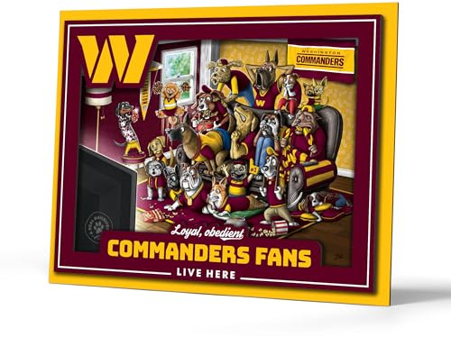 YouTheFan Officially-licensed NFL Washington Commanders Purebred 3D Wall Art - Humorous original hand-drawn cartoon artwork, multi-layer, funny gift, indoor team decor