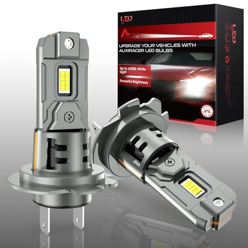 AUXIRACER Bombilla LED H7, 22000LM, 6500K luz Blanca Fuerte, Faro de Coche, Kit de conversión halógena 12V-24V (H7)
