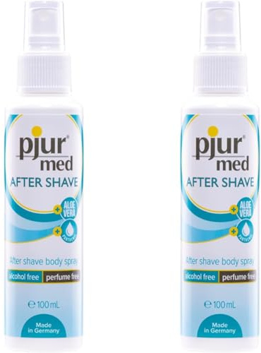 pjur med AFTER SHAVE - Pflegespray für Frauen und Männer - mit Aloe Vera zur sanften Hautpflege - effektiv gegen Rasurbrand (100ml) (Packung mit 2)
