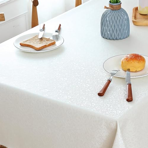XQSSB Mantel Mesa Rectangular Antimanchas Impermeable Cubremesa Anti Caliente Duradero para de Hogar Picnic del Hotel Tienda de Café B White 100 × 160cm