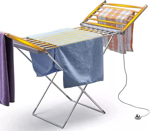 Asciugatrice elettrica, Stendibiancheria riscaldato elettrico, Scaldasalviette pieghevole portatile Stendino Gambe a X Stendibiancheria con riscaldamento stabile Asciugatrice a risparmio energetico 18