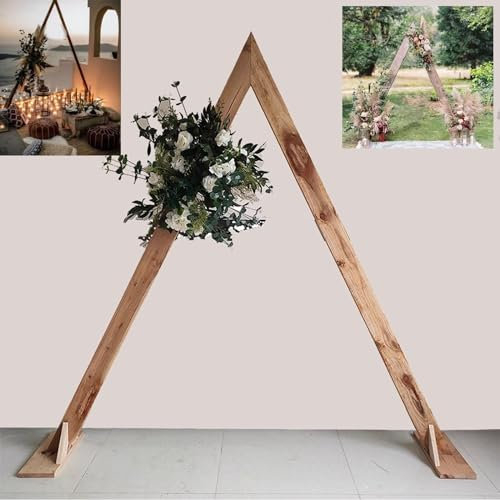 beaka Arch De Triangular Madera para Ceremonias De Bodas, Jardín, Boda, Fiesta, Celebración, Aniversario, Decoración De Arch De Boda De Madera, Decoración Rústica, Montaje Fácil (Size : 300X250x30cm)