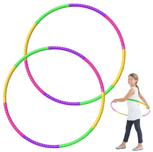 2 Hula Hoop Fitness para Niños, Hula Hoop Niña Desmontable, Aro Gimnasia Ritmica Niña, Infinity Hoop con Peso Ajustable, Aro de Fitness para Gimnasia, Baile, Juegos y Actividades de Fitness