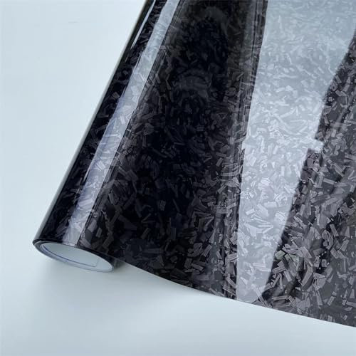 GUPEB Glänzende, schwarze, geschmiedete Karbonfaser-Vinyl-Autofolie, Geister-Camouflage, selbstklebend, DIY-Styling-Innenaufkleber