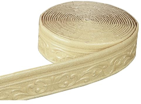 ACESOME Wallpaper Borders Self Adhesive, 10mx8cmx8mm Skirting Board Trim, Skirting Board Covers Wallpaper Borders, 3D Anti-Collision Line Border Roll Wall Trim for Corner Line Border (Golden)