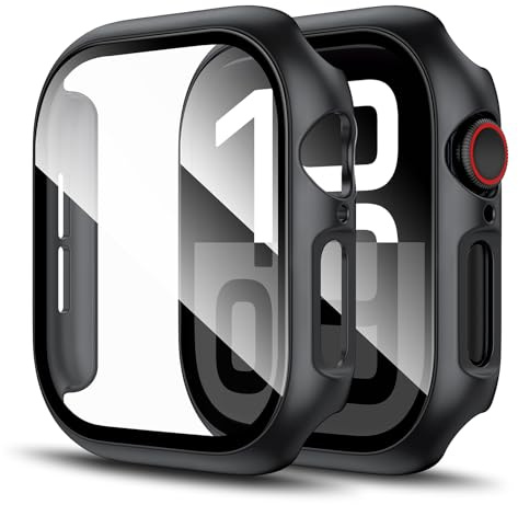 LK [2 Stück Schutzhülle Kompatibel mit Apple Watch Series 10 42mm Displayschutzfolie, [9H Härte] [HD Klar] Voller Schutz, Kratzfestes Hard PC Protector Cover für iWatch Series 10 42mm-Schwarz