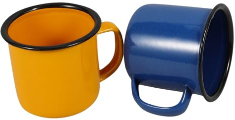 Cabilock Coppa da Vino Piccola Vintage in Ferro 2 Pezzi Blu | Uso Multifunzione, Manico Termoisolante Resistente al Calore, Facile da Pulire, Forma Rotonda