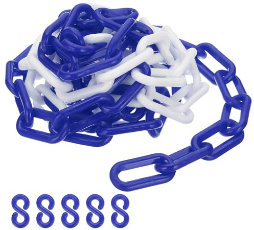 PATIKIL Blau/Weiße Kunststoffkette, 10 ft 8mm Absperrkette Sicherheitsbarriere für Warnsicherheit Parkplatz, Personenkontrolle Zaun Tor Konzert Baustelle Absperrung Von Flächen