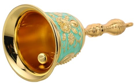 Garneck Retro-handglocke Kirchenglocke Hochzeitsglocken Kleine Glocke Handglocken Spender Für Zahnstocherhalter Klassenzimmer Glocke Dienstklingel Für Kranke Kuhglocken Light Green Metall