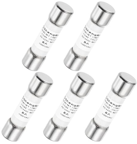 QUARKZMAN 5er Packung Glas Sicherung 8A, Träge Feinsicherung 10X38mm Zeitverzögerungssicherung 600V AC für DIY-Inverter-Schaltkreisplatine