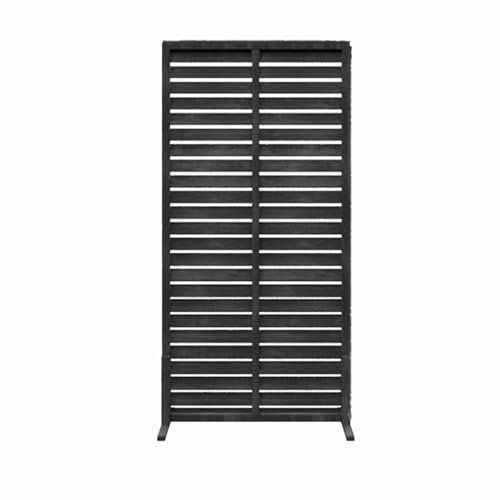 Pannello in legno per esterni per balcone, patio, staccionata decorativa da giardino autoportante, con bordo espandibile (nero, 60 x 120 cm)