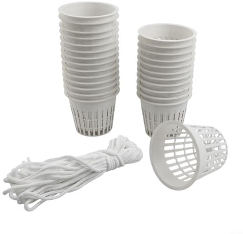 Promueve la salud de las plantas, kit de copa de red de malla de 26 piezas para plantas fuertes y vibrantes (blanco)