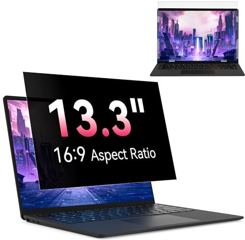Yklssm Filtre de Confidentialité 13.3 Pouces 16:9, Filtre Ecran Ordinateur Portable Compatible avec HP/Dell/Acer/Lenovo/Thinkpad/Envy, Amovible Anti Espion/Lumiere Bleue Protection Ecran Film Laptop