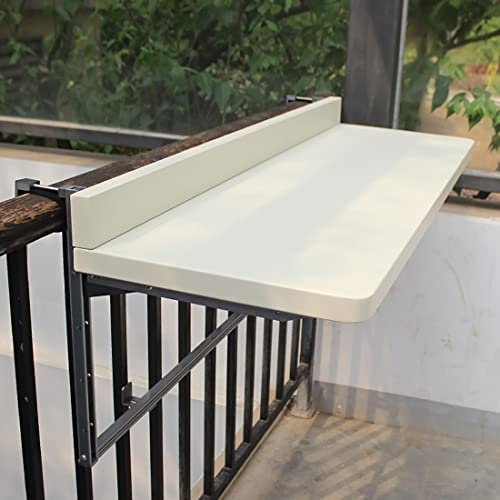 Klappbarer Balkonhängetisch für Geländer, Bartisch, platzsparender Beistelltisch, weiß, 120 x 40 cm, ideal für Decks und Terrassen
