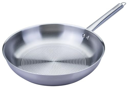 Fackelmann Padella Trimetallo Professionale Ø28 cm – Cottura Induzione e Tutti i Piani – Fondo Micro Strutturato per Cucina Sana e Croccante – Lavabile in Lavastoviglie – Linea Oval