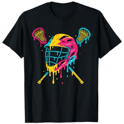 Lacrosse Drip Helmet Lax Sticks Melting Ice Cream T-Shirt
