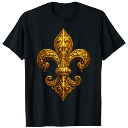 Motif fleur de lys doré style patrimoine français T-Shirt