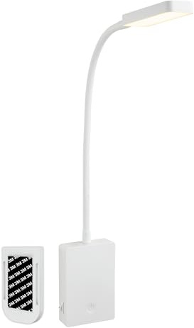 BRILONER - LED Leselampe ohne Stromanschluss und ohne Bohren mit Akku, Touch, dimmbar, warmweißes Licht, Wandleuchte, Wandlampe zum Kleben, Bettlampe, Leselicht, Nachttischlampe, 6x3x50 cm, Weiß