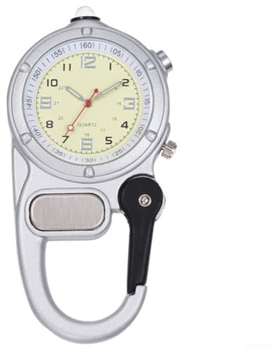 Manillefu Orologio a moschettone, orologi con moschettoni, orologi con clip luminosa per uomo/donna, orologio da tasca con moschettone per arrampicata e trekking (blu)