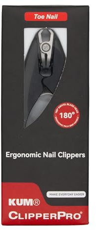 KUM - Ergonomischer Nagelknipser Clipper Pro für Fußnägel | Mit 180° drehbaren Klingen aus rostfreiem Edelstahl für präzises Schneiden