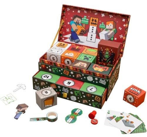 Minecraft Keepsake Christmas Box, 24 Days of Minecraft Gifts & Stationery Surprises, Countdown to Christmas, Officially Licensed Holiday Present for Gamers | Paladone