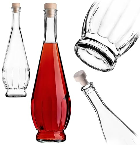KADAX Botellas de cristal de 750 ml, 1 pieza, botellas de licor vacías con corcho, botellas de chupito de vidrio, botellas para llenar licor, vino y licor, botellas de vino