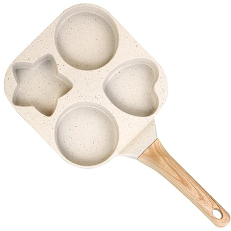 yeeplant Maifan Stone Mini poêle à frire antiadhésive à 4 trous en alliage d'aluminium pour petit déjeuner, crêpière en alliage d'aluminium, design en forme de cœur, petite poêle à frire compatible