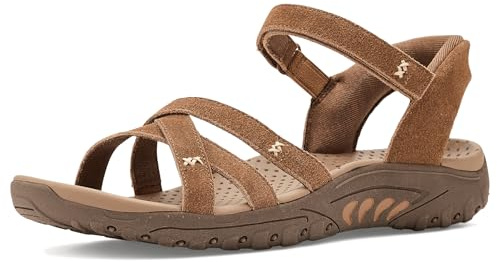 Skechers Women's REGGAE - NATURAL POISE Hands Free Slip-Ins, Double stitched suede slingback, Tan, 13M