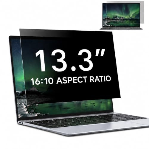 PinnWaa Laptop Blickschutzfolie 13,3 Zoll 16:10, Abnehmbarer Sichtschutz | 287,6 x 180 mm, Blickschutzfilter, Anti Blaulicht, Blendschutz, Displayschutz, Anti-Spy Privacy Filter, Anti-Fingerabdruck