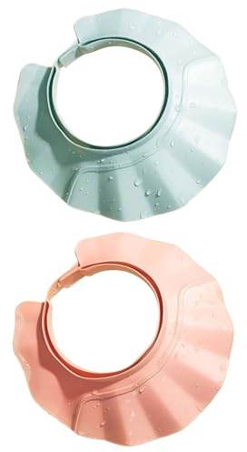 2 cappellini protettivi morbidi e regolabili per shampoo e doccia, cuffia da bagno per bambini, protezione per occhi e orecchie, visiera per bambini, per adulti, bambini, ragazzi, ragazze, anziani