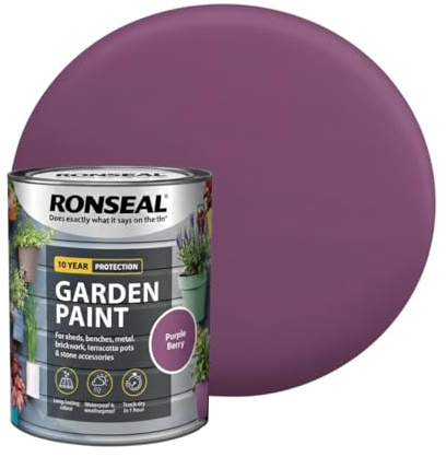 Milena Purple Berry Garden Paint 250ml, Water Based Wooden Paints, Fast Drying Matt Finish, Long Lasting Fade Resistance Fence Paint, DIY Colour for Brick, Flower Pots (Purple Berry, 250 M L)