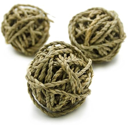 ibasenice Lot de 8 Boules de Paille Tressée pour Perroquet, Jouets Naturels | Paille Naturelle Tressée, Jouet pour Oiseaux, Usage Animal de Compagnie, Balle Tressée pour Cage au Quotidien
