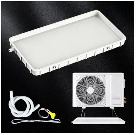 YFAURNDE Soporte Garrafa Aire Acondicionado, Bandeja de CondensacióN, Incluye Kit de Drenaje; Apto para Sistemas de Aire Acondicionado Tipo Split y Bombas de Calor.(2m,80 * 32.5CM/31.5 * 12.8in)