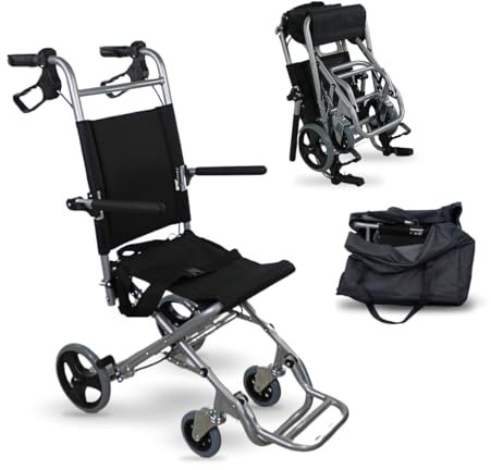 Mobiclinic, Sedia a rotelle da transito, Neptuno, Alluminio, Pieghevole, Freno sulle maniglie, Marchio europeo, Poggiapiedi pieghevoli, Braccioli pieghevoli, Leggero, Cintura di sicurezza, Ergonomia