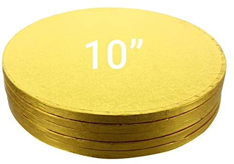 Culpitt Cake Boards, Gold 10 Cake Drum, Round 10 Inch (254mm) 0.5 Inch (13mm) Thick - Pack of 5