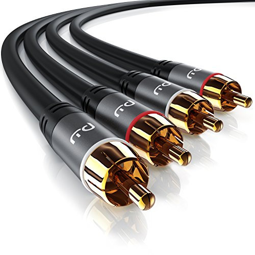 Primewire - 1m Cavo RCA Stereo - 2X RCA Maschio a 2X RCA Maschio - Connettori Dorati Auto-adattativi - Cavo per Amplificatori, Impianti Audio, Altoparlanti Stereo, Impianti Auto e Molto Altro