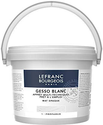 Lefranc & Bourgeois 300658 Gesso, weiss, universalgrundierung für Acrylfarben, gebrauchsfertig, matt opak, deckend, für Leinwand, Papier, Stein, Holz, Gips, 2,5 Liter Eimer