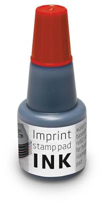 Imprint Nachfülltinte 7711 für Imprint Handstempelkissen 9071M, 9072M, 9073M – 1 Nachfüllfläschchen, Füllmenge 24ml, rot, wasserbasierte Stempelfarbe, sauberer Abdruck, Größe 7,5 x 3 cm