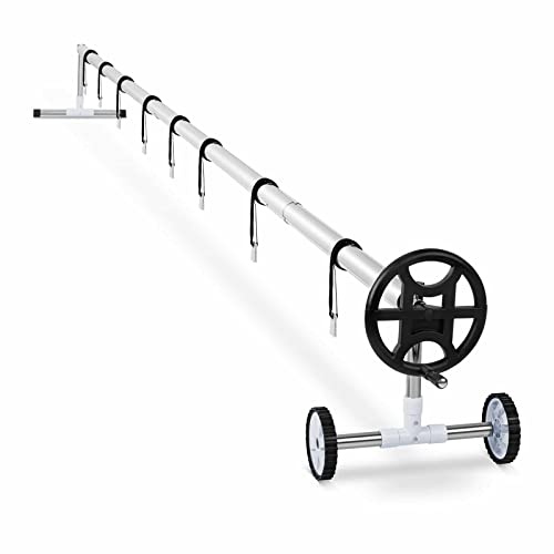 Uniprodo Enrollador Para Piscina Cobertor Flotante UNI_POOL_REEL_520 (De 4,2 a 5,2 m, Móvil, Fabricado En Acero Inoxidable, 8 Correas Incluidas)