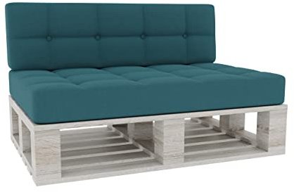 Gutekissen® Palettenkissen Gesteppte Kissen mit Knöpfen, Palettenauflagen Sitzkissen Rückenlehne Gesteppt PFG (Set (Sitzkissen 120x80 +Rückenlehne 120x40), Türkis)