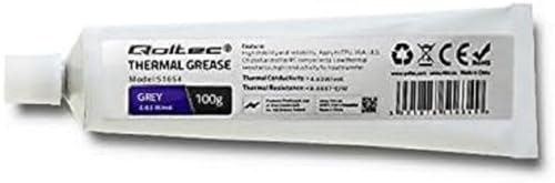 Qoltec Pasta Termica 4,63 W/m-K 100g Grigio, 8 μm, 3,15 g/cm³, Tubo, 51654