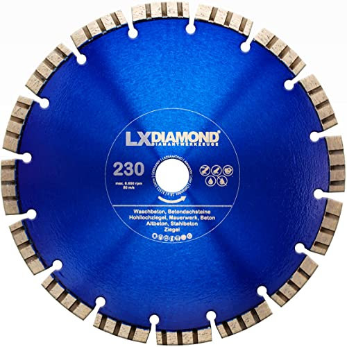 LXDIAMOND Diamant-Trennscheibe 230mm x 22,23mm Diamantscheibe für Stein Beton Stahlbeton Mauerwerk Waschbeton passend für Trennschleifer Winkelschleifer - Betonscheibe 230 mm in Premium Qualität