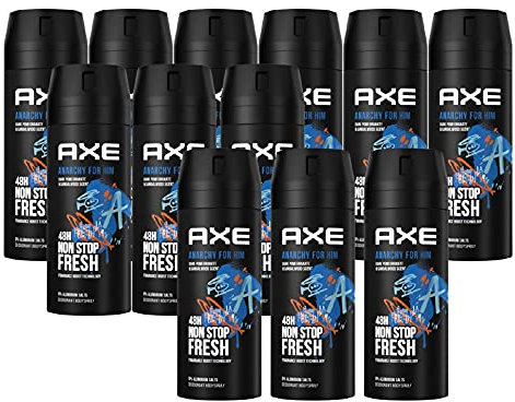 AXE Anarchy for Him Bodyspray im 12er Set, Deo ohne Aluminium 12x 150ml Deodorant Deospray Body Spray for Men Männer Herren Männerdeo (12 Produkte)