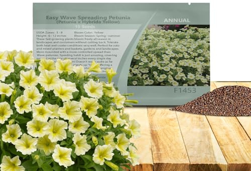 Outsidepride Yellow Easy Wave Petunia Seeds - 15 Pcs. Annual, Compact & Spreading Flower Seeds for Planting Low Growing Vibrant Blooms, Ideal for Garden Beds, Baskets & Container Displays