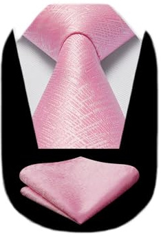 HISDERN Krawatten für Herren Einfarbige Formal Krawatte mit Einstecktuch Set Klassisch Hochzeit Elegant Business Party
