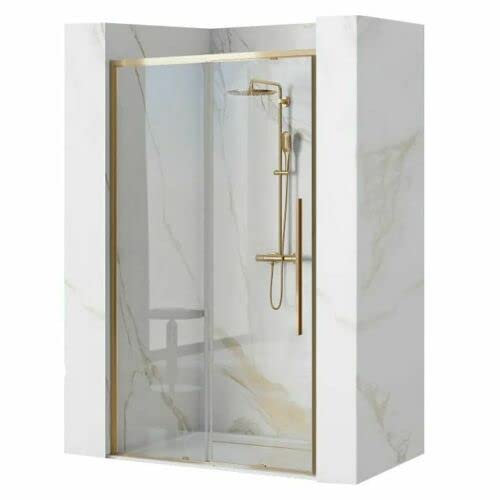 ECOLAM® Nischentür transparent Duschtür Duschabtrennung Solar Gold 100 x 195 Echtglas Glas Schiebetür