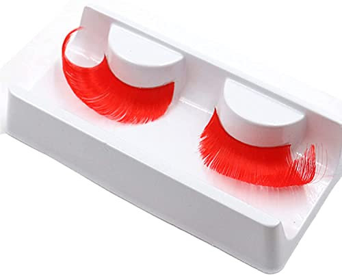 Careforyou Künstliche Wimpern, rote Federn, für Cosplay, Make-up, dicke Wimpernverlängerung, farbige falsche Wimpern, Hyperbole, 2 Paar